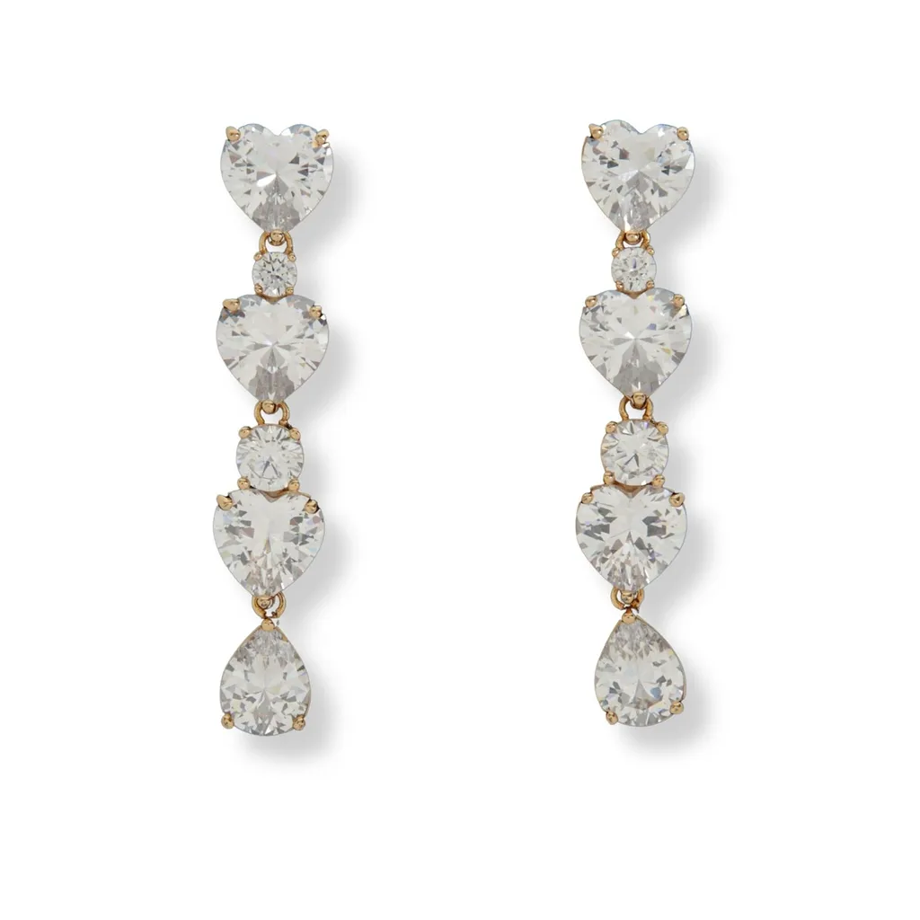 Self-Portrait Tiered Heart Embellished Earrings
