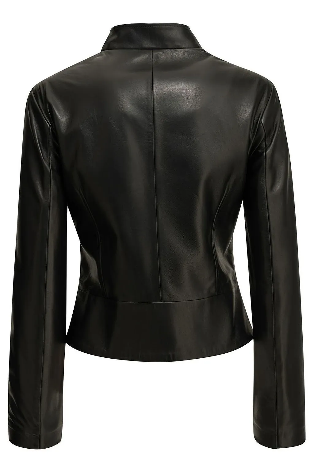 Semper Slim High Neck Leather Jacket