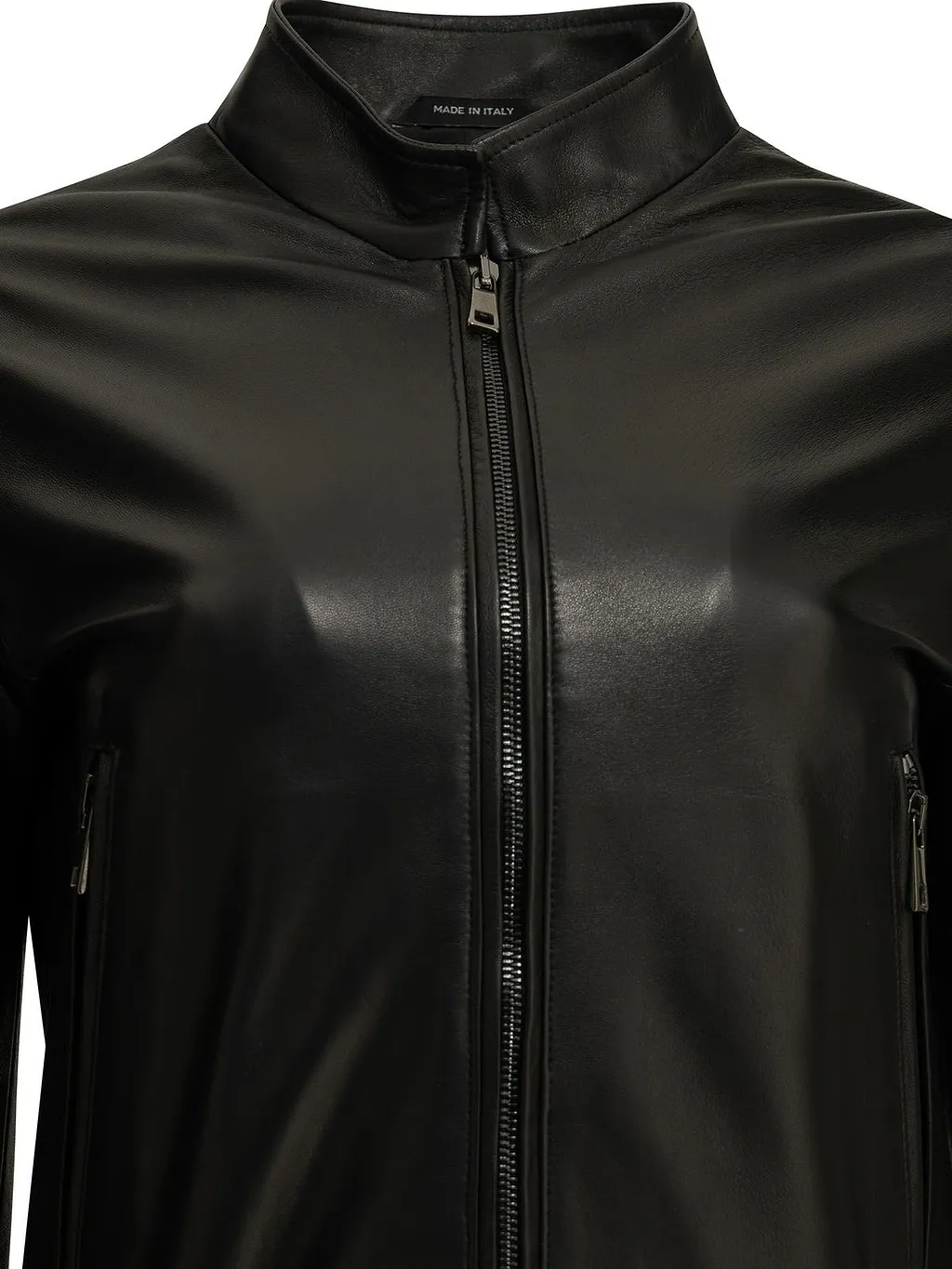 Semper Slim High Neck Leather Jacket