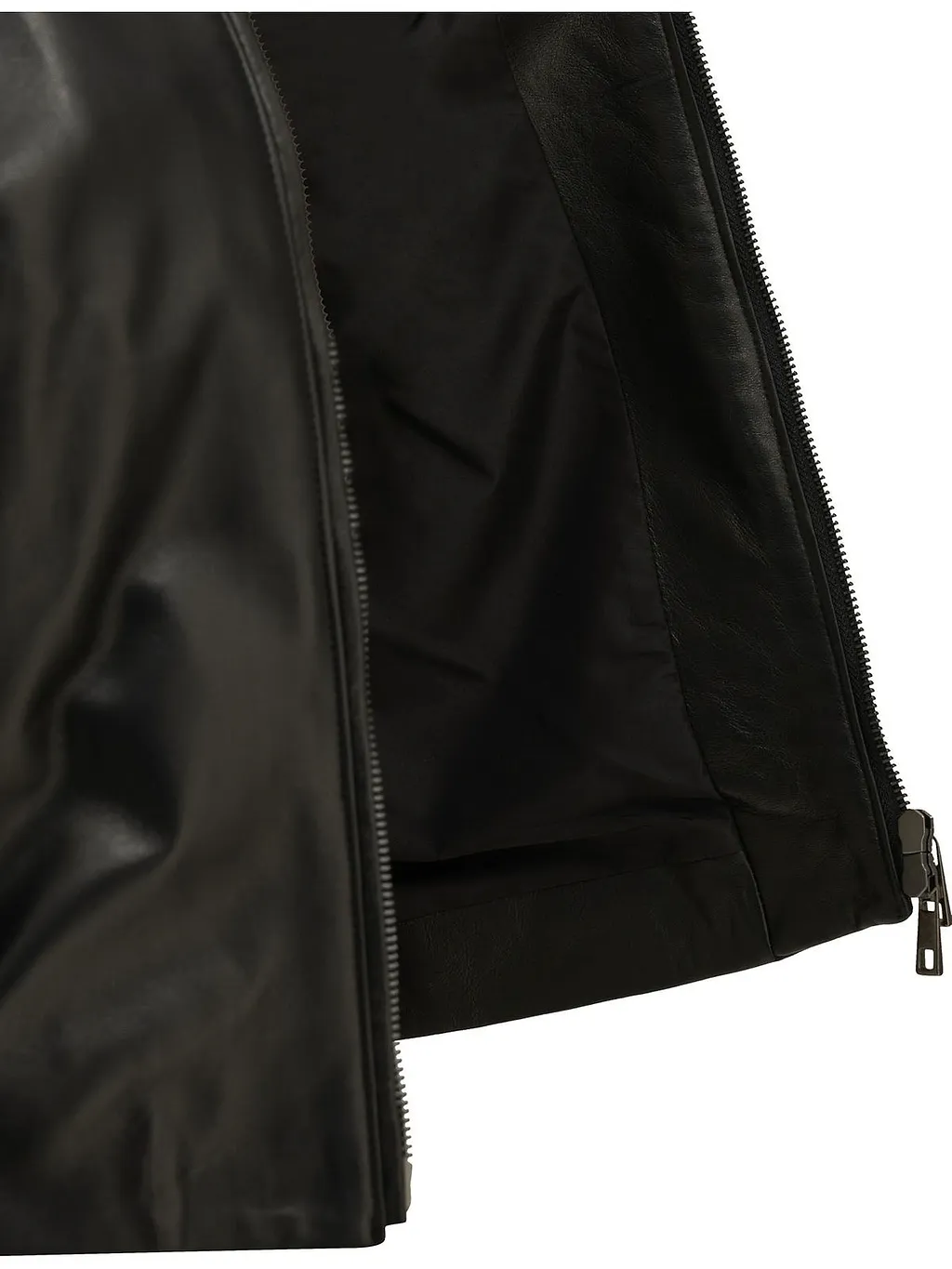Semper Slim High Neck Leather Jacket