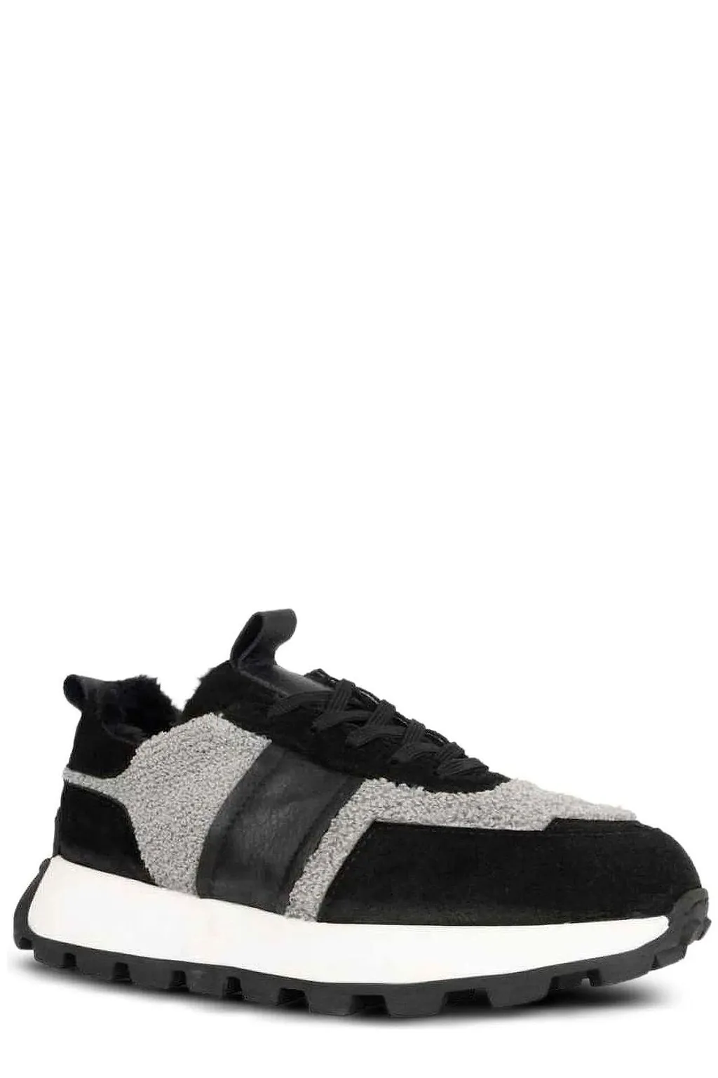 Sergio Moretti Shearling-Trim Low-Top Sneakers