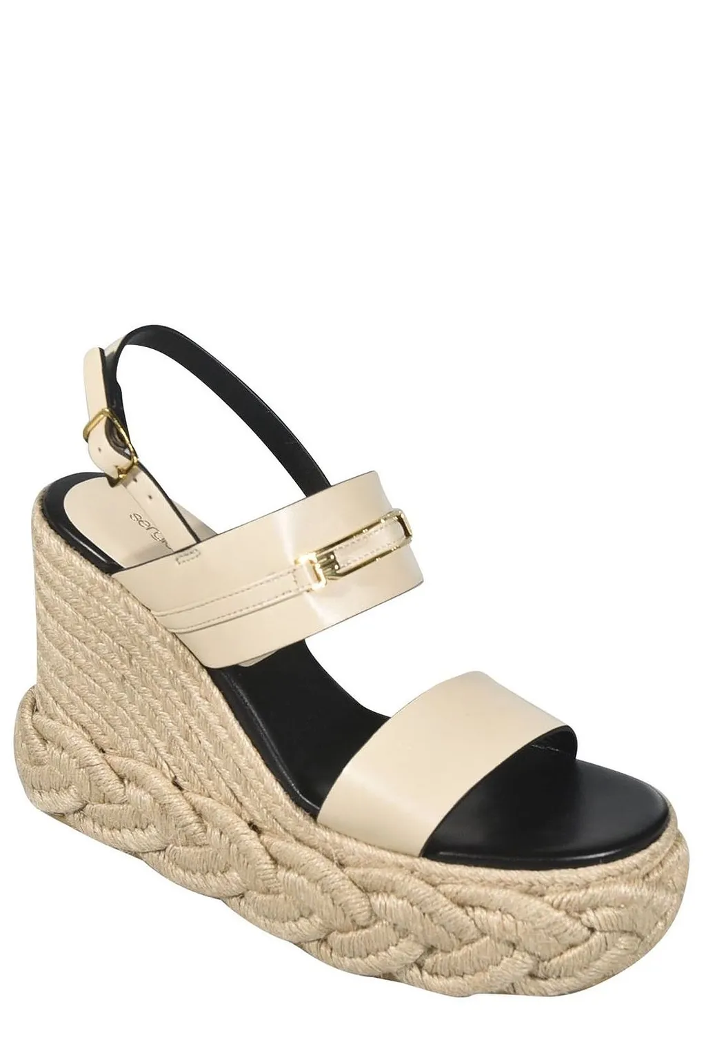 Sergio Rossi Braided Heeled Wedge Sandals