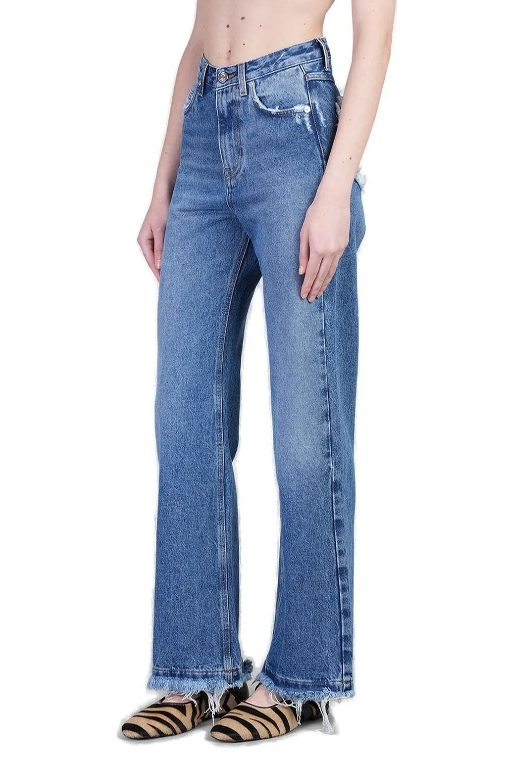SÉFr Clara Frayed Detailed Straight Leg Jeans