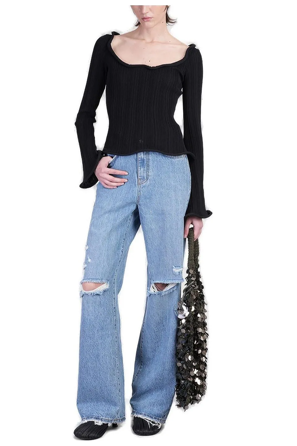 SÉFr Giselle Wide Neck Knitted Top