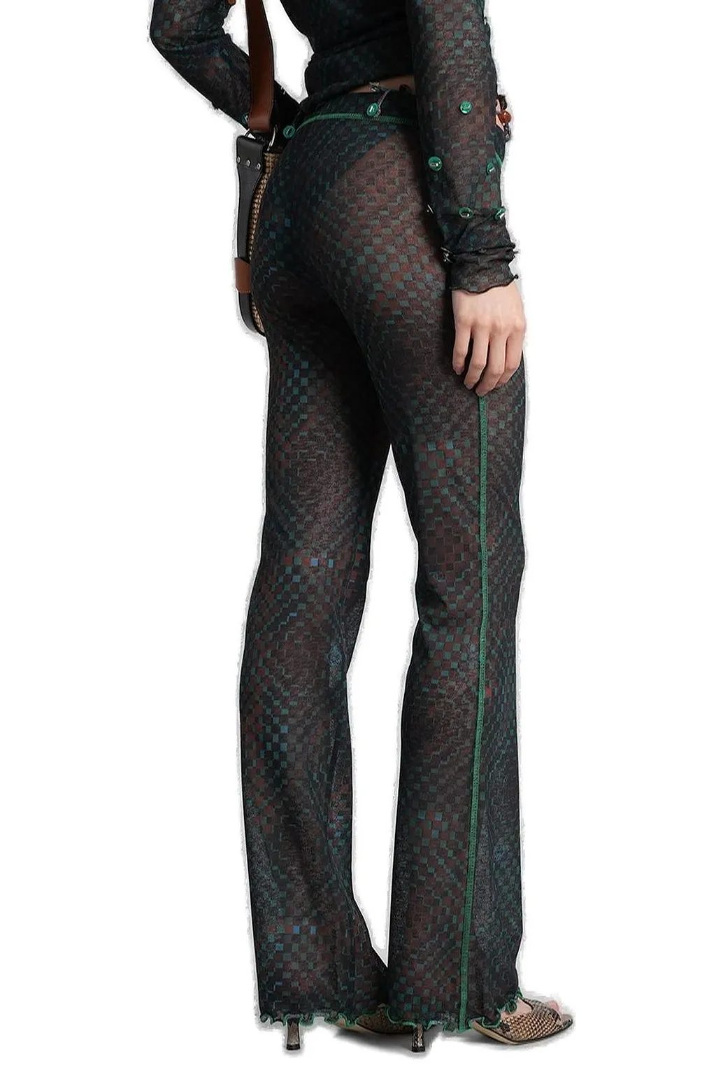SiedrÉS Flo Semi Sheer Checkerboard Printed Pants