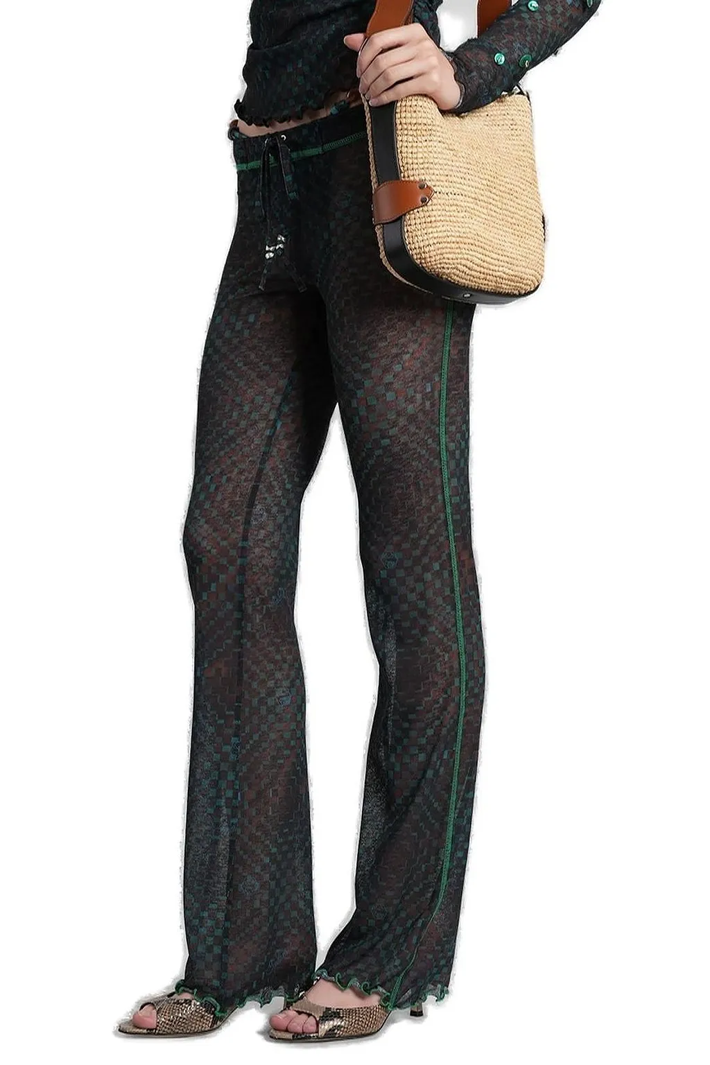 SiedrÉS Flo Semi Sheer Checkerboard Printed Pants