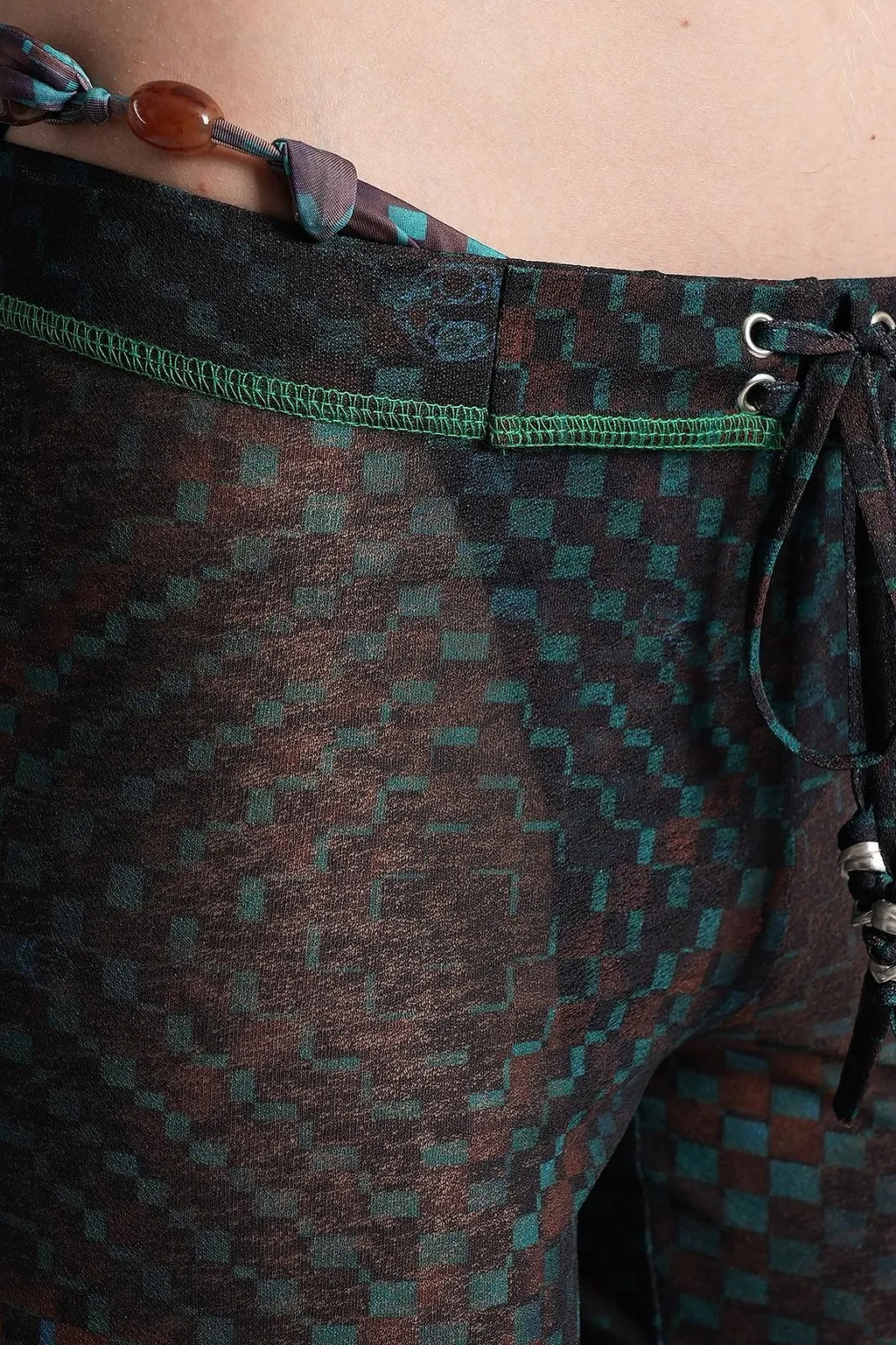 SiedrÉS Flo Semi Sheer Checkerboard Printed Pants