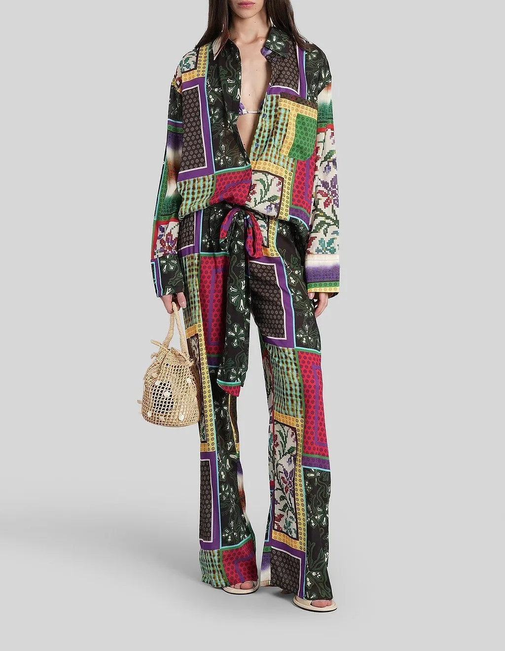 Lou Patchwork Printed Oversized Shirt