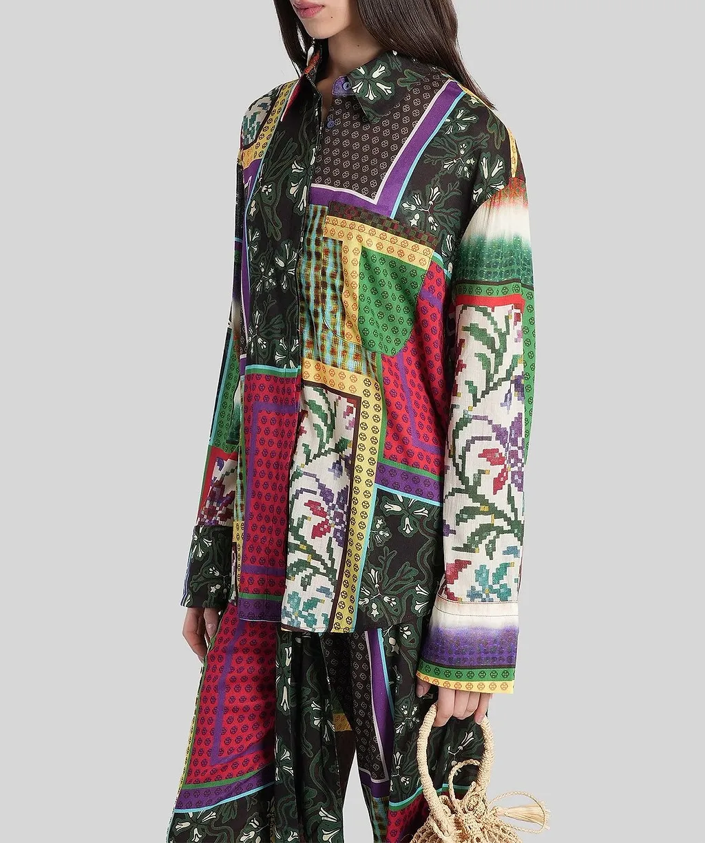Lou Patchwork Printed Oversized Shirt