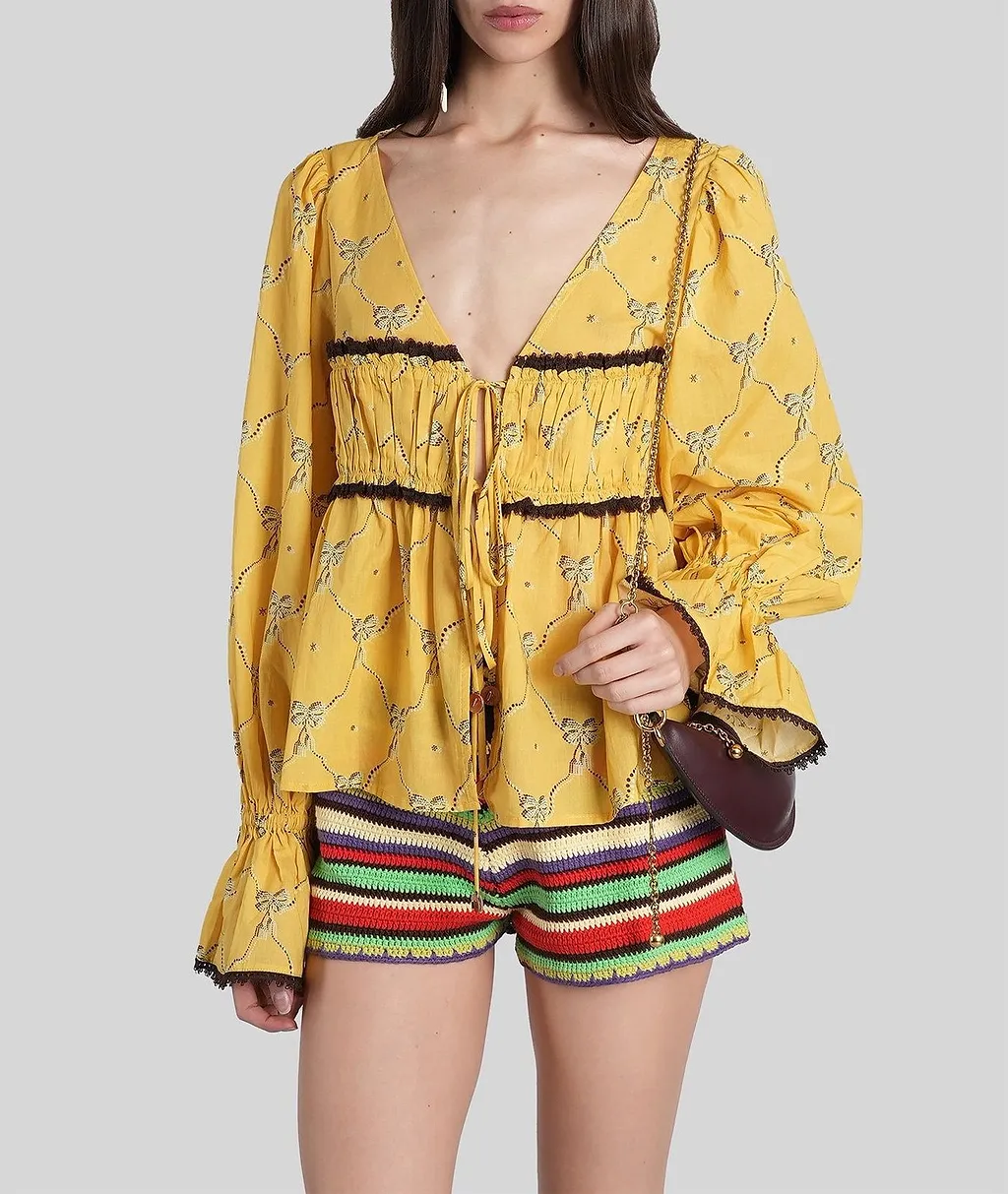 Riby Printed Flared-Sleeve Top