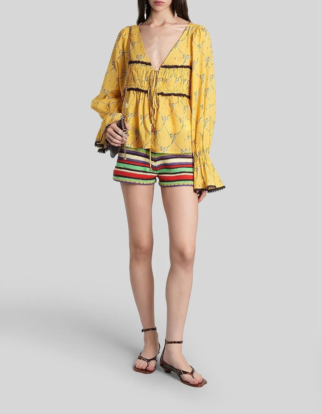 Riby Printed Flared-Sleeve Top