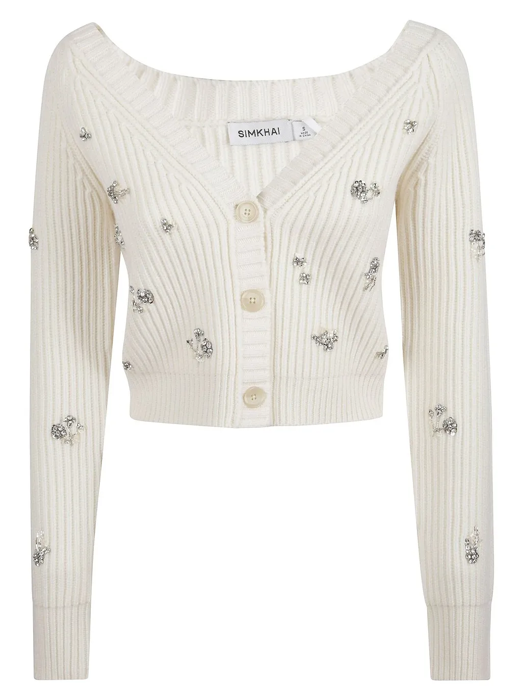 Simkhai V-Neck Cropped Embellished Cardigan