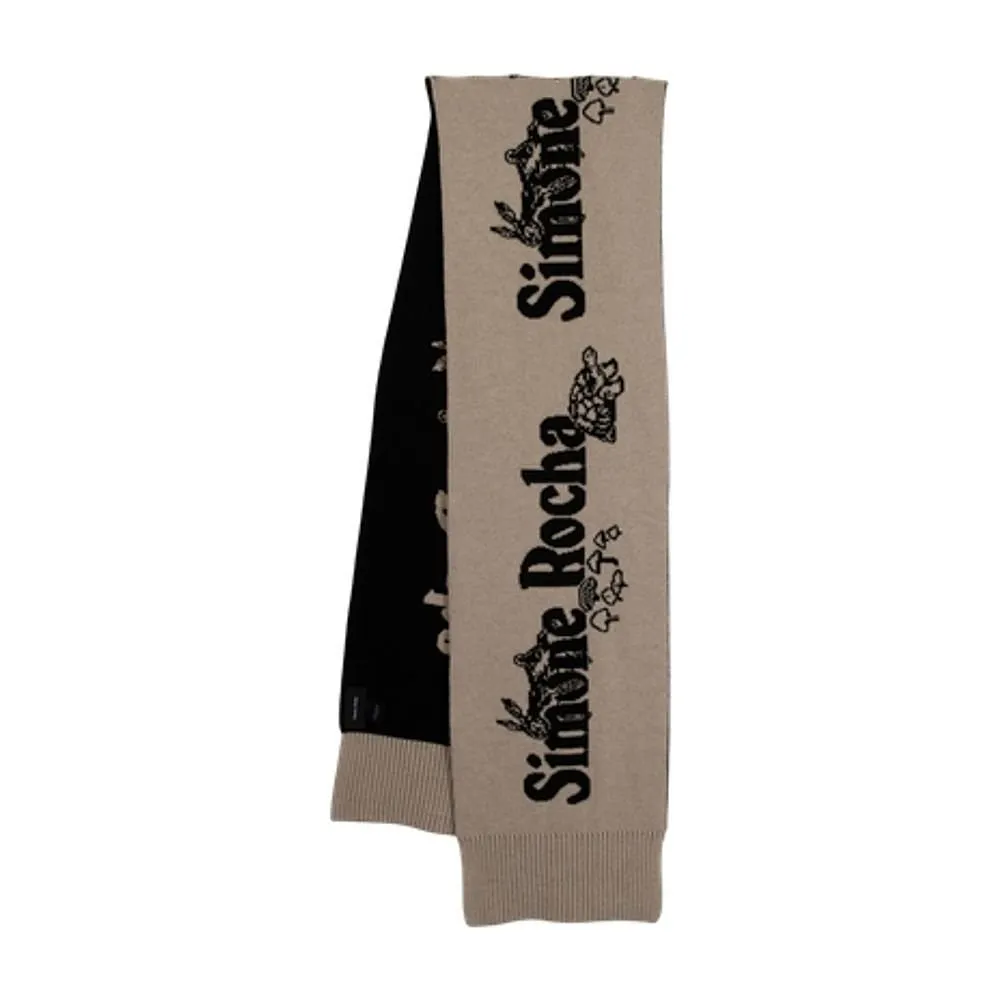 Simone Rocha Long Graphic Logo Knit Scarf