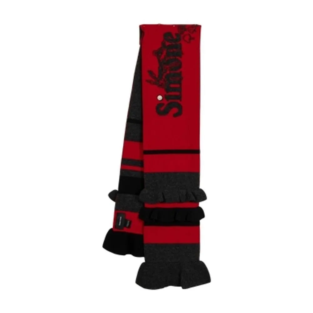 Simone Rocha Ruffle Graphic Logo Knit Scarf