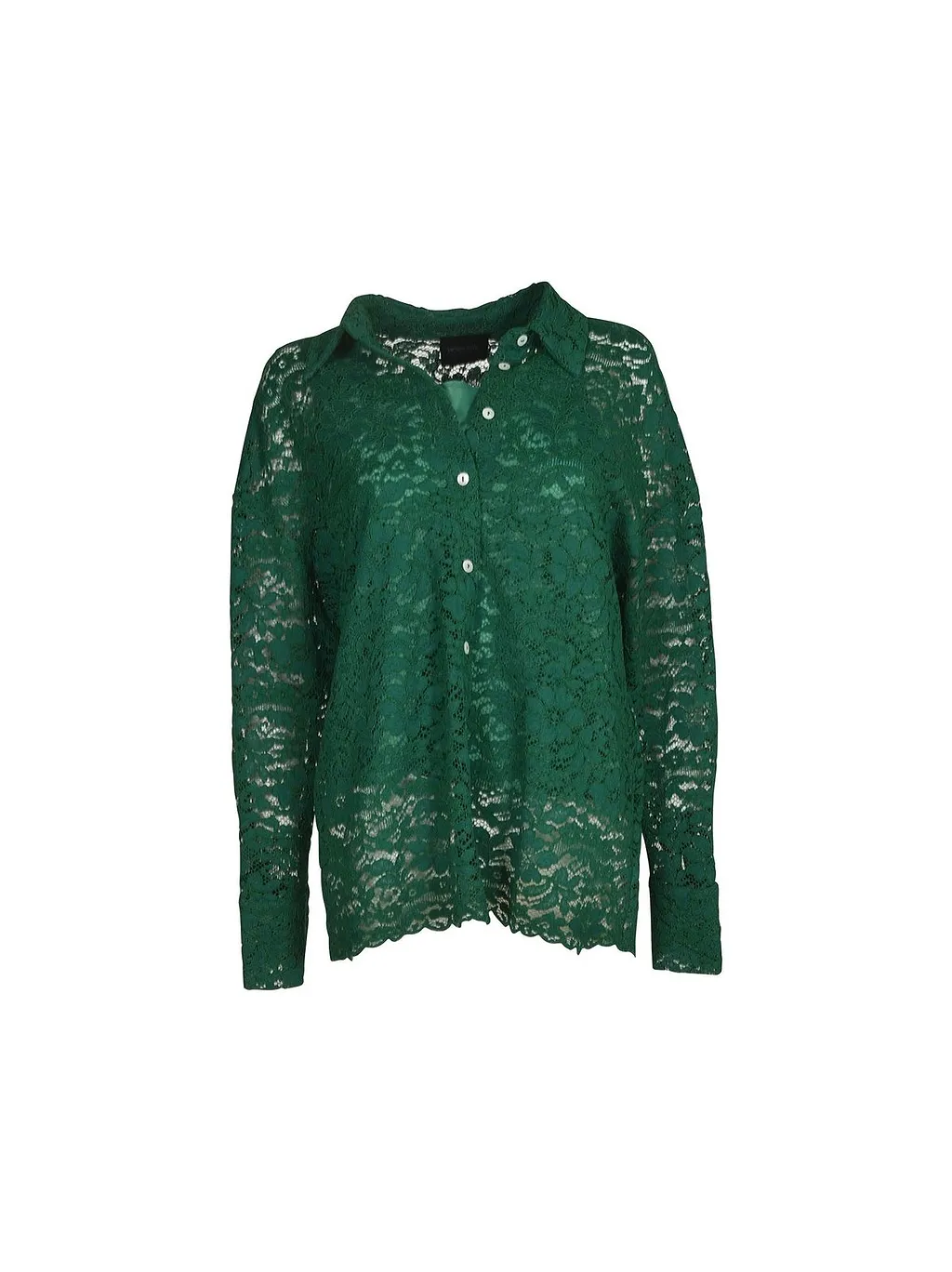 Simonetta Ravizza Sheer Lace Button-Up Top