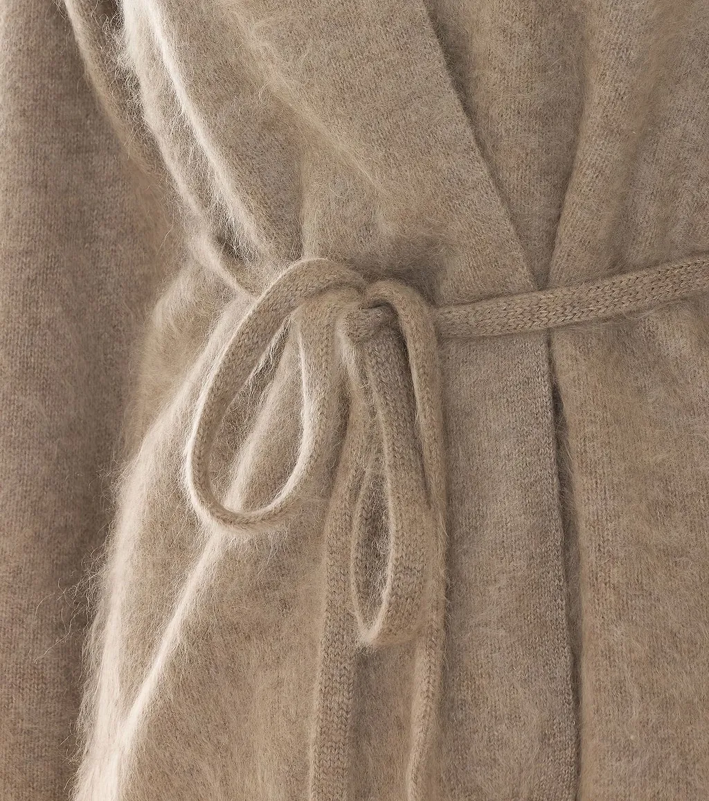 Soft Goat Brushed Belted Cardigan
