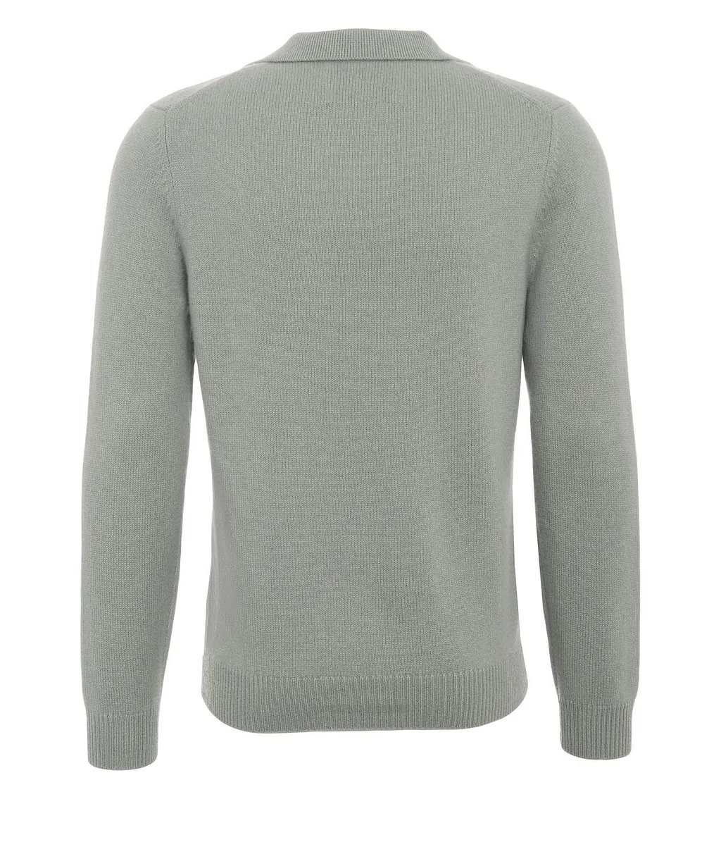 Soft Goat V-Neck Knitted Polo Shirt