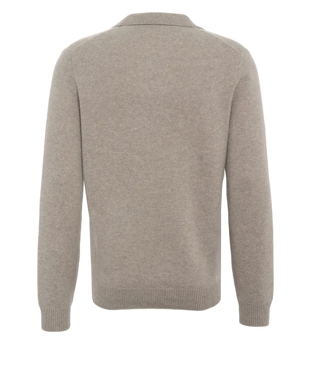Soft Goat V-Neck Knitted Polo Shirt