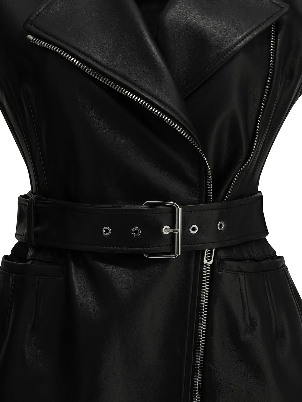 Sportmax Belted Sleeveless Leather Jacket