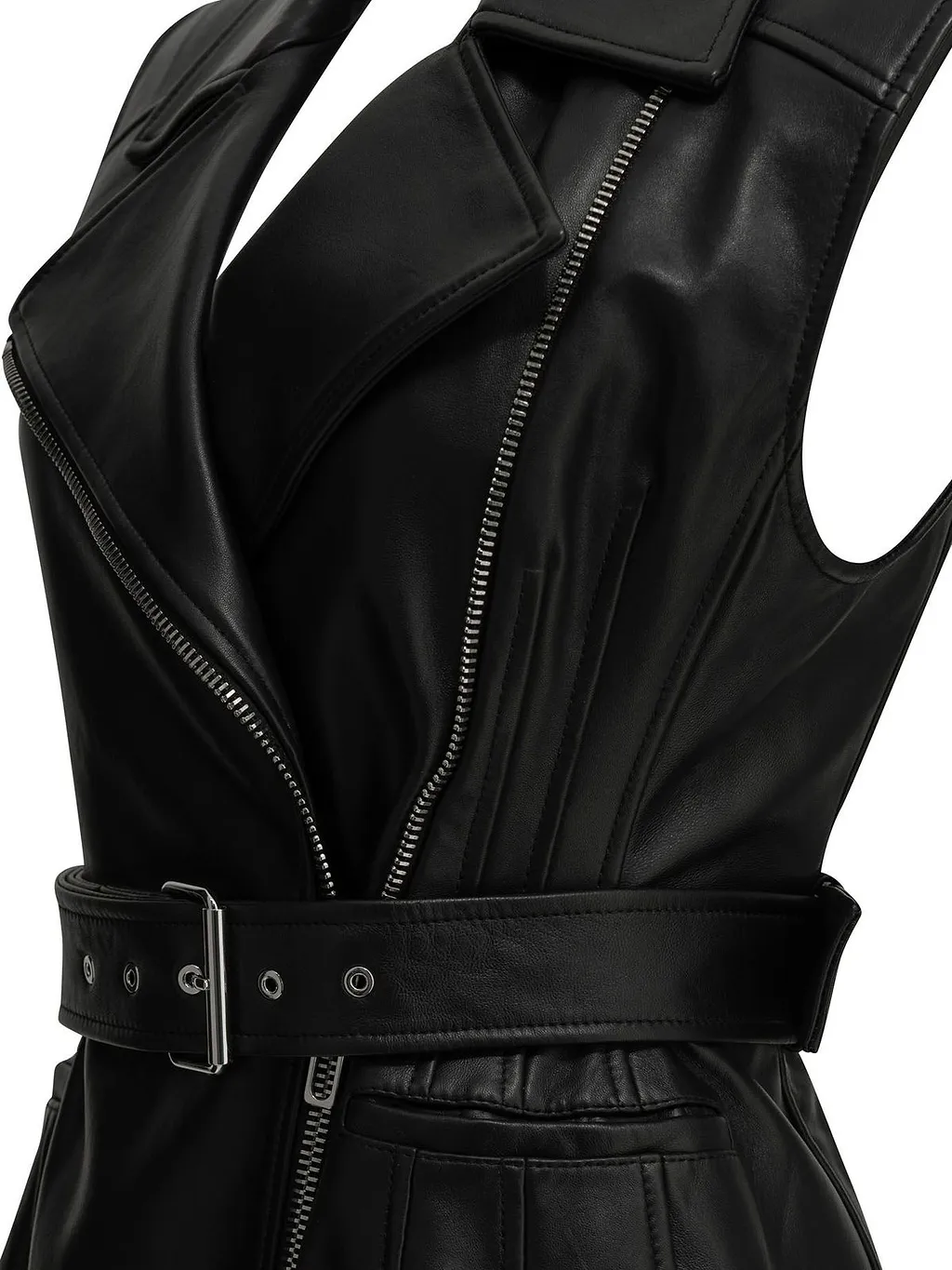 Sportmax Belted Sleeveless Leather Jacket