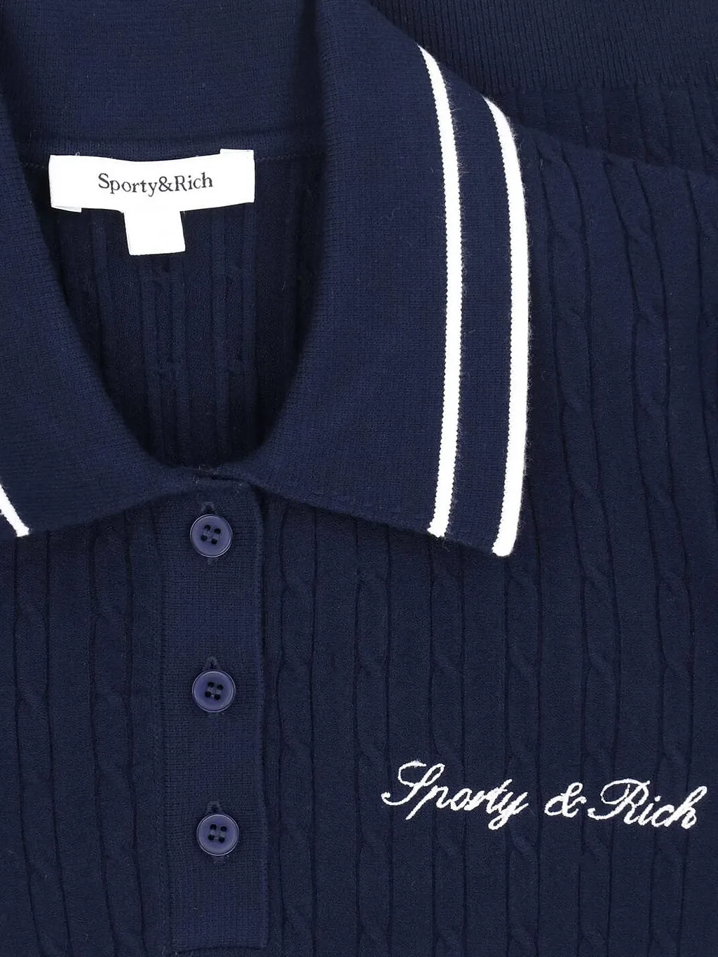Sporty & Rich Cable Knit Polo Shirt