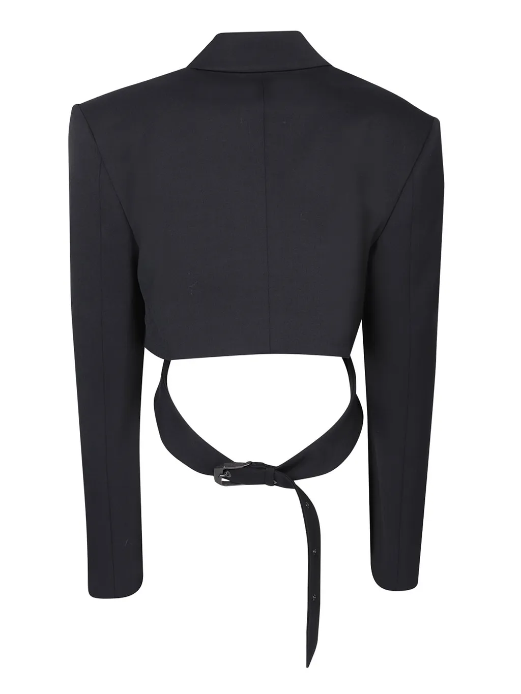 Crossover-Front Cropped Tailored Blazer