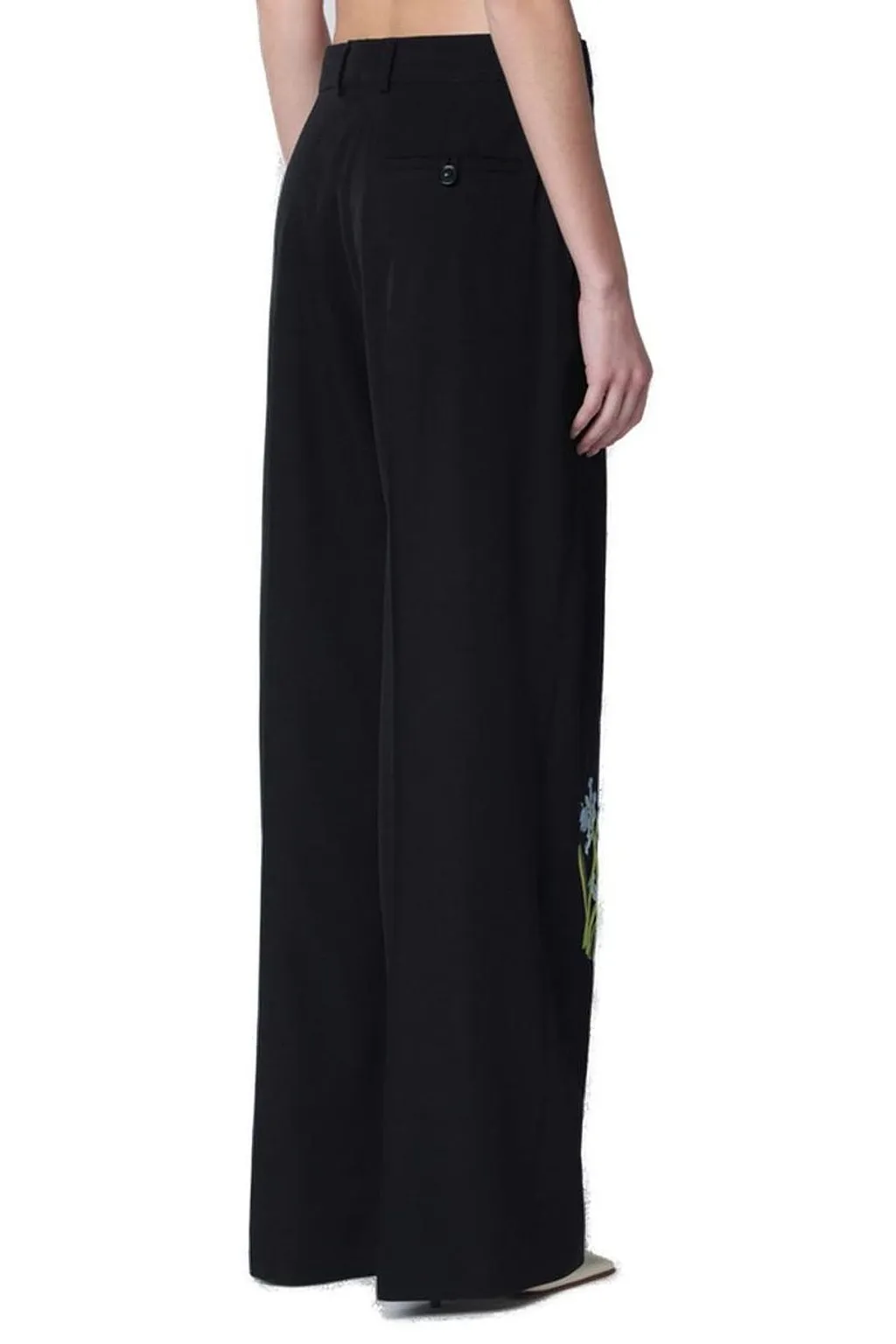 Stella Mccartney Floral-Embroidered Straight-Leg Trousers