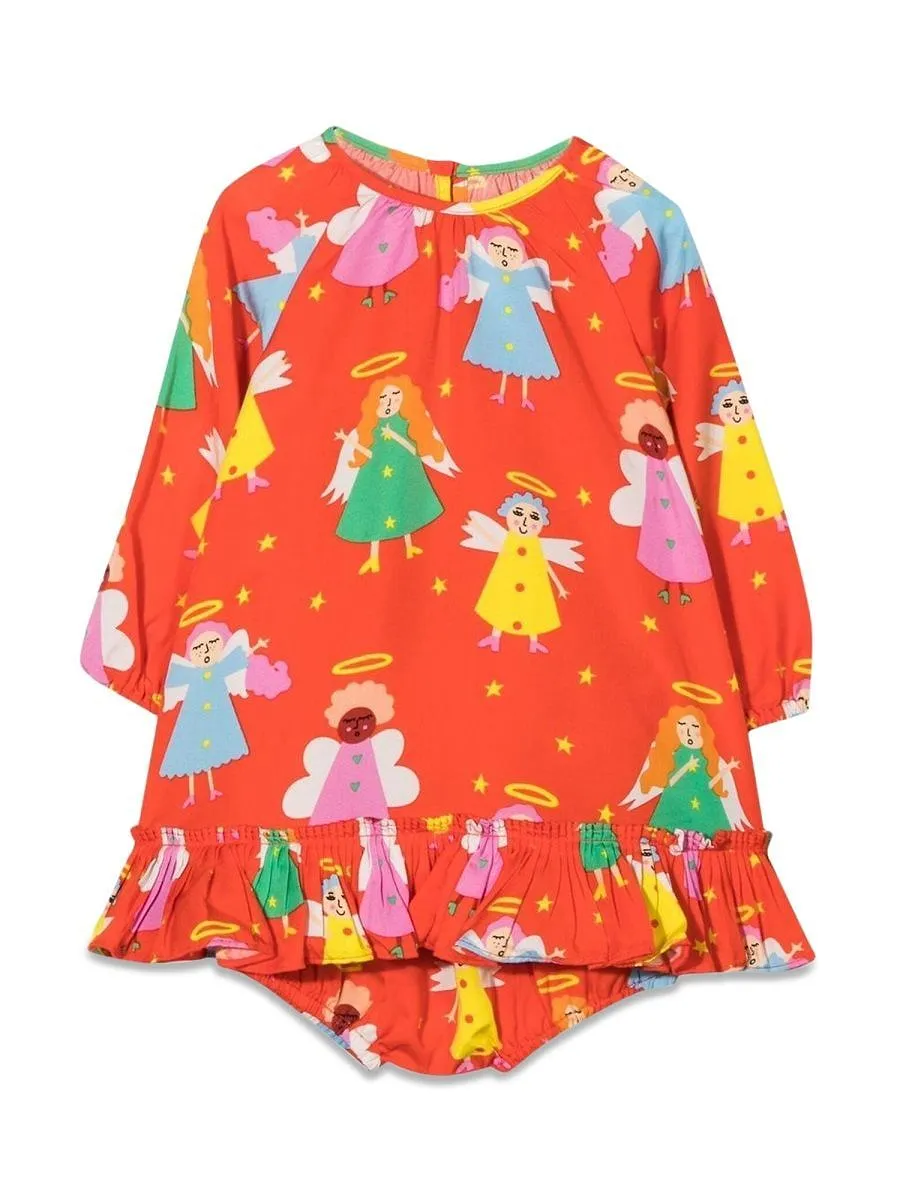 Stella Mccartney Kids Angel Print Ruffle Dress