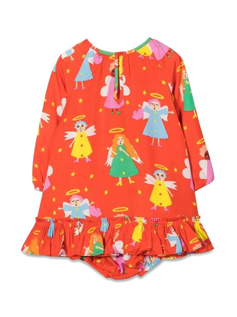 Stella Mccartney Kids Angel Print Ruffle Dress