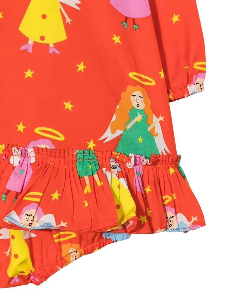 Stella Mccartney Kids Angel Print Ruffle Dress