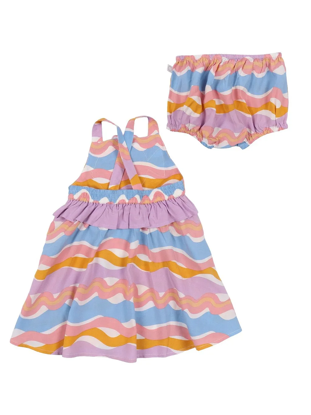 Stella Mccartney Kids Fish Appliqué Wavy Pattern Ruffled Dress