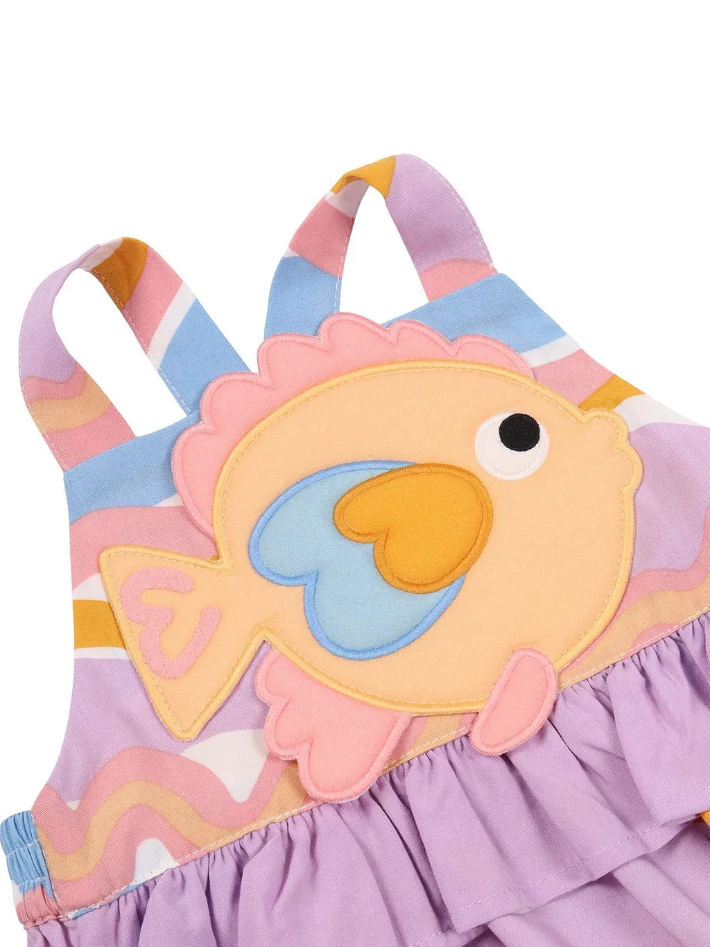 Stella Mccartney Kids Fish Appliqué Wavy Pattern Ruffled Dress
