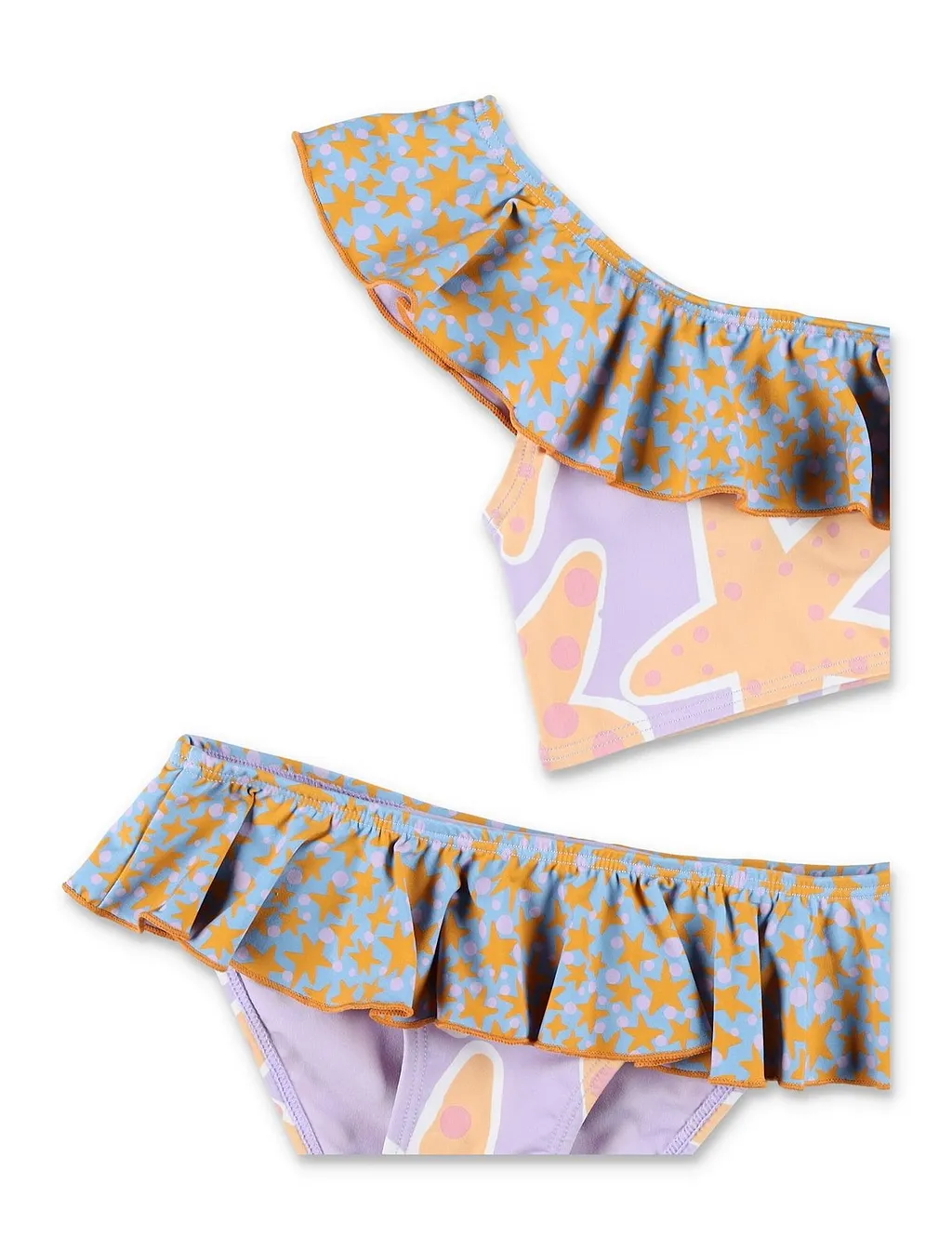 Stella Mccartney Kids One Shoulder Star Printed Bikini Set