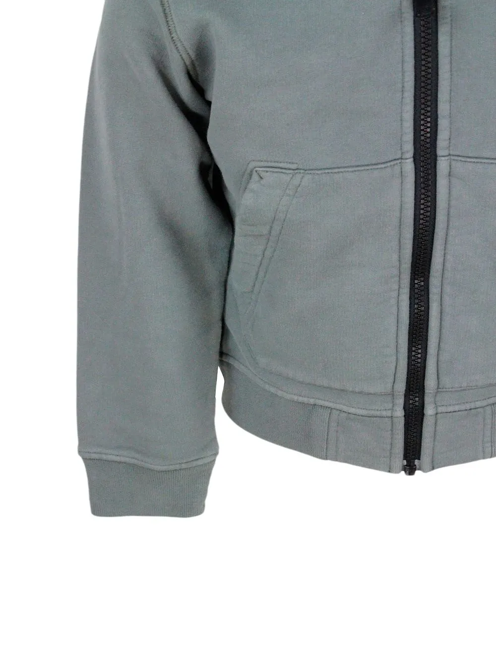 Stone Island Junior Logo Patch Zipped Hoodie
