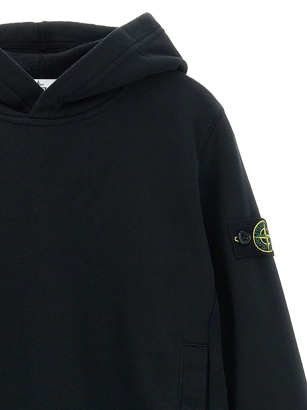 Stone Island Junior Long Sleeved Logo Patch Hoodie