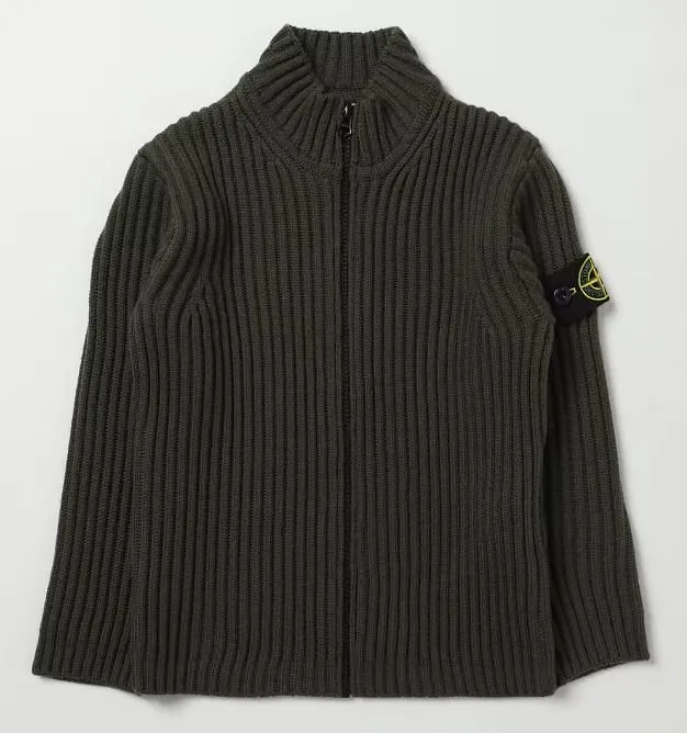 Stone Island Junior Ribbed Zip Knitted Sweater