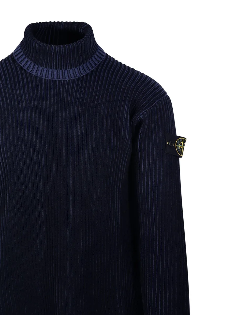 Stone Island Logo Patch Roll Neck Ribbed Jumper