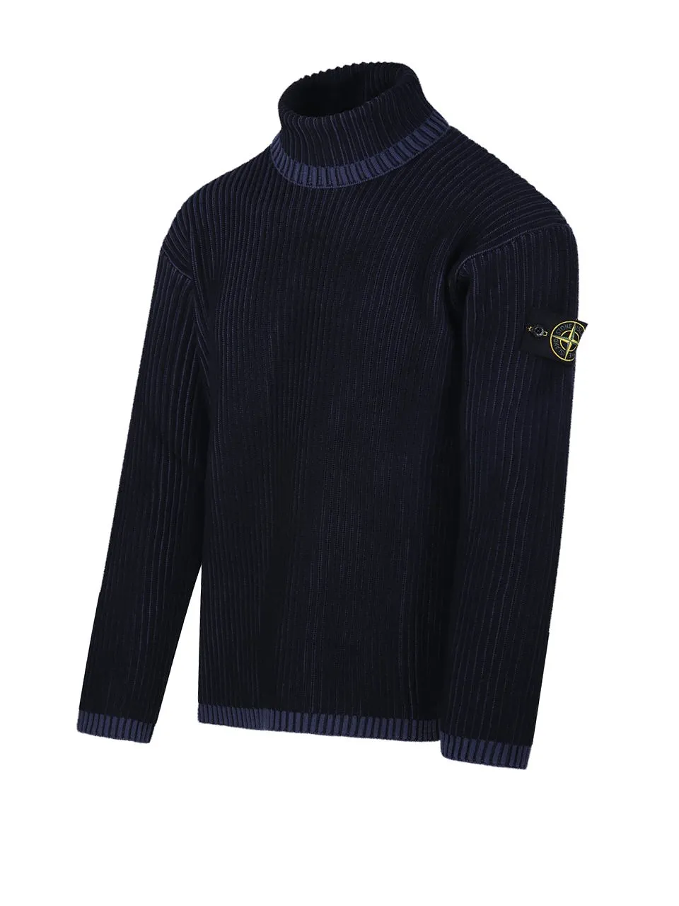 Stone Island Logo Patch Roll Neck Ribbed Jumper