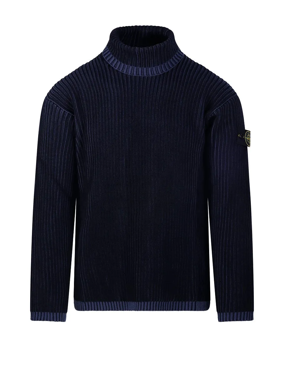 Stone Island Logo Patch Roll Neck Ribbed Jumper