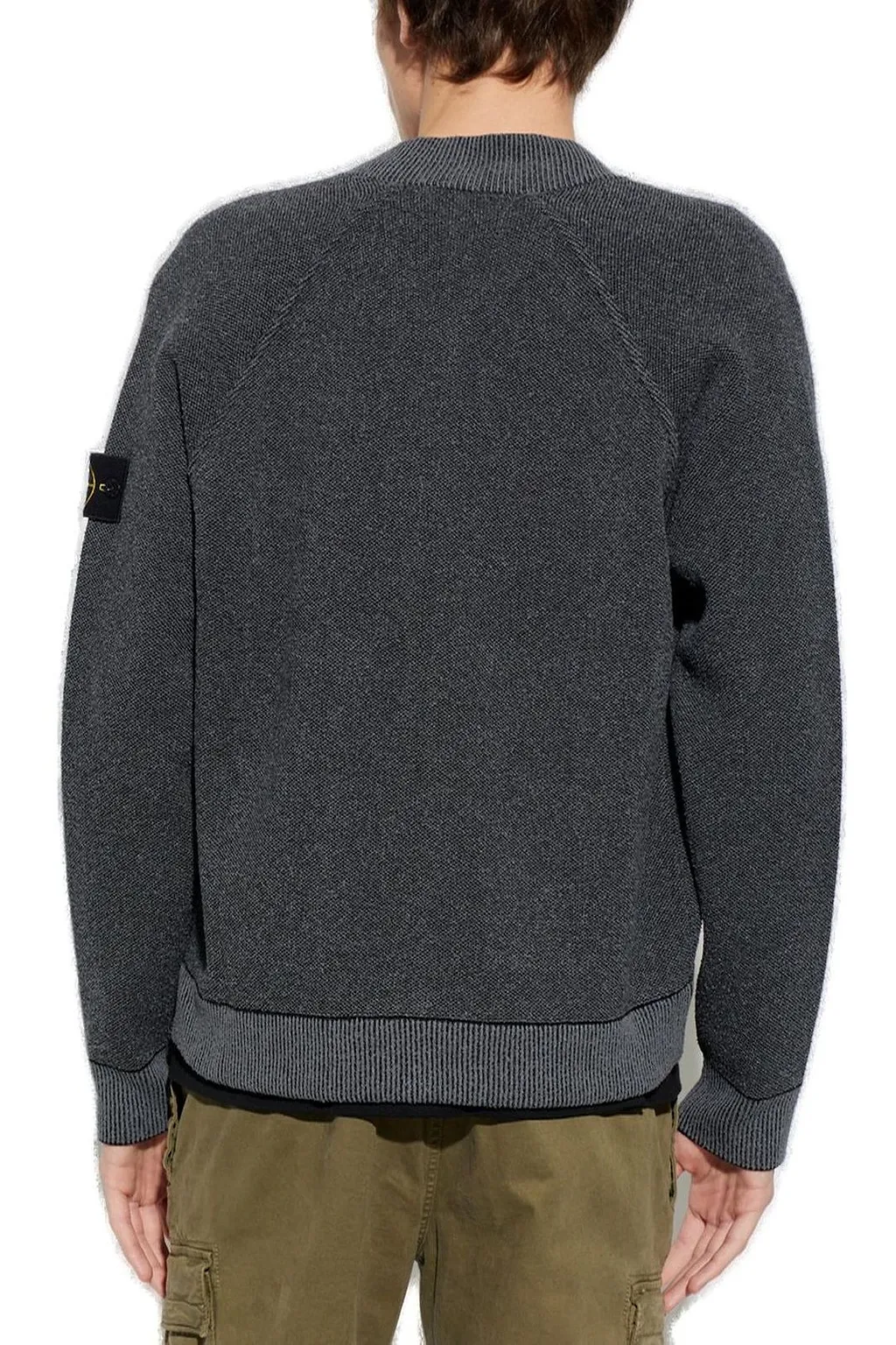 Stone Island Logo Patch Zip-Up Jumper