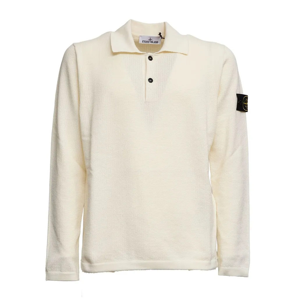 Stone Island Long-Sleeve Knit Polo Shirt