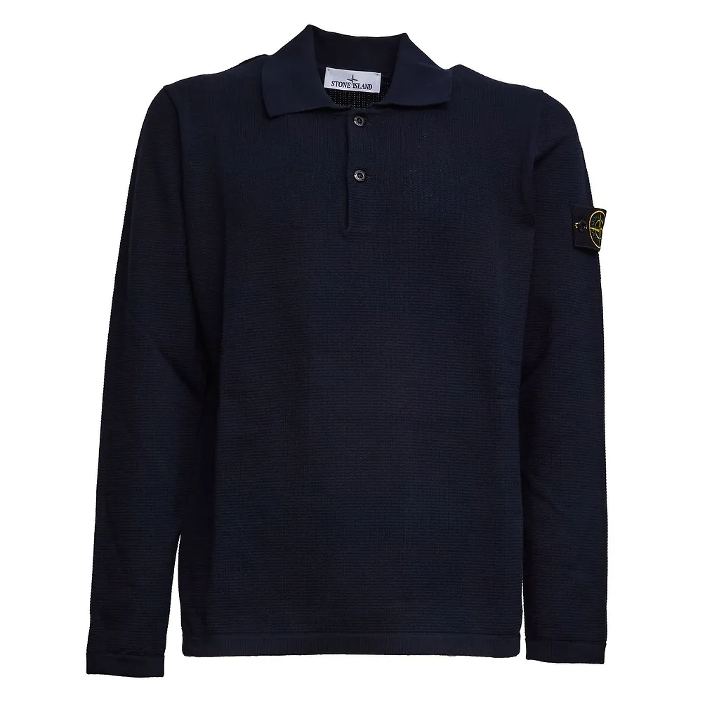 Stone Island Long-Sleeved Knitted Polo Shirt