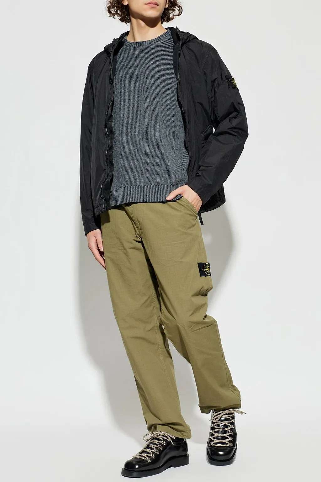Stone Island Ribbed Crew Neck Knitted Sweater