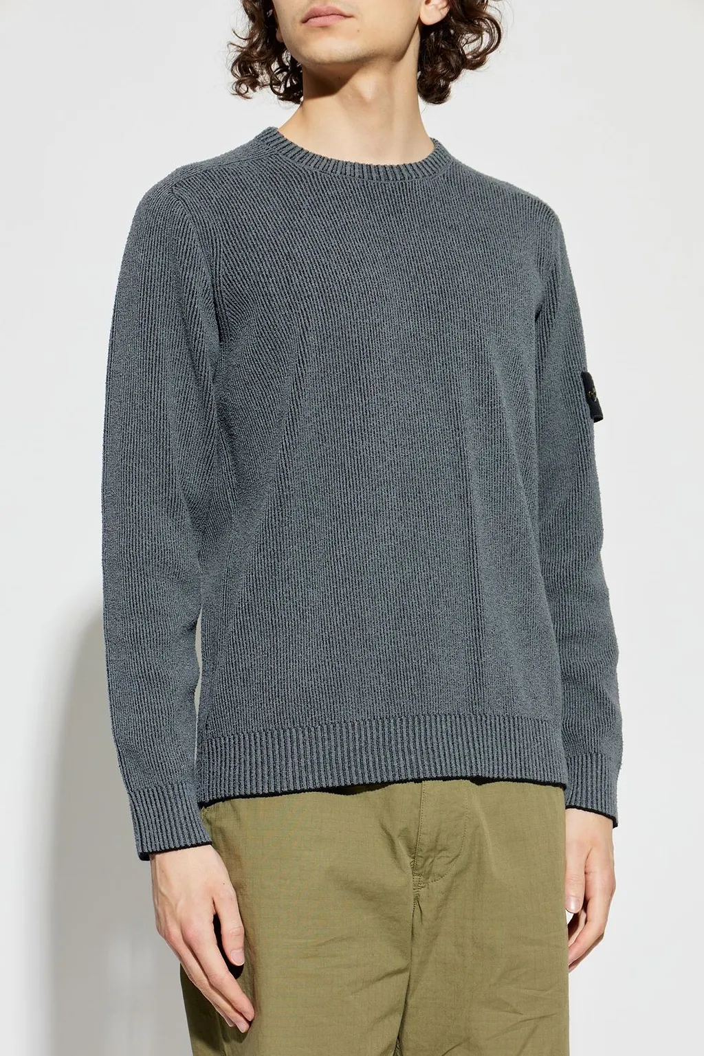 Stone Island Ribbed Crew Neck Knitted Sweater