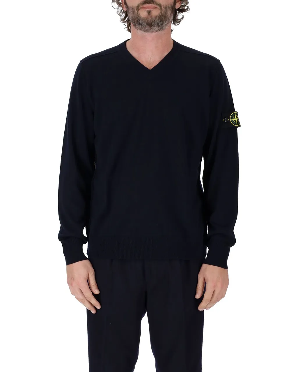 Stone Island V-Neck Ribbed Jumper