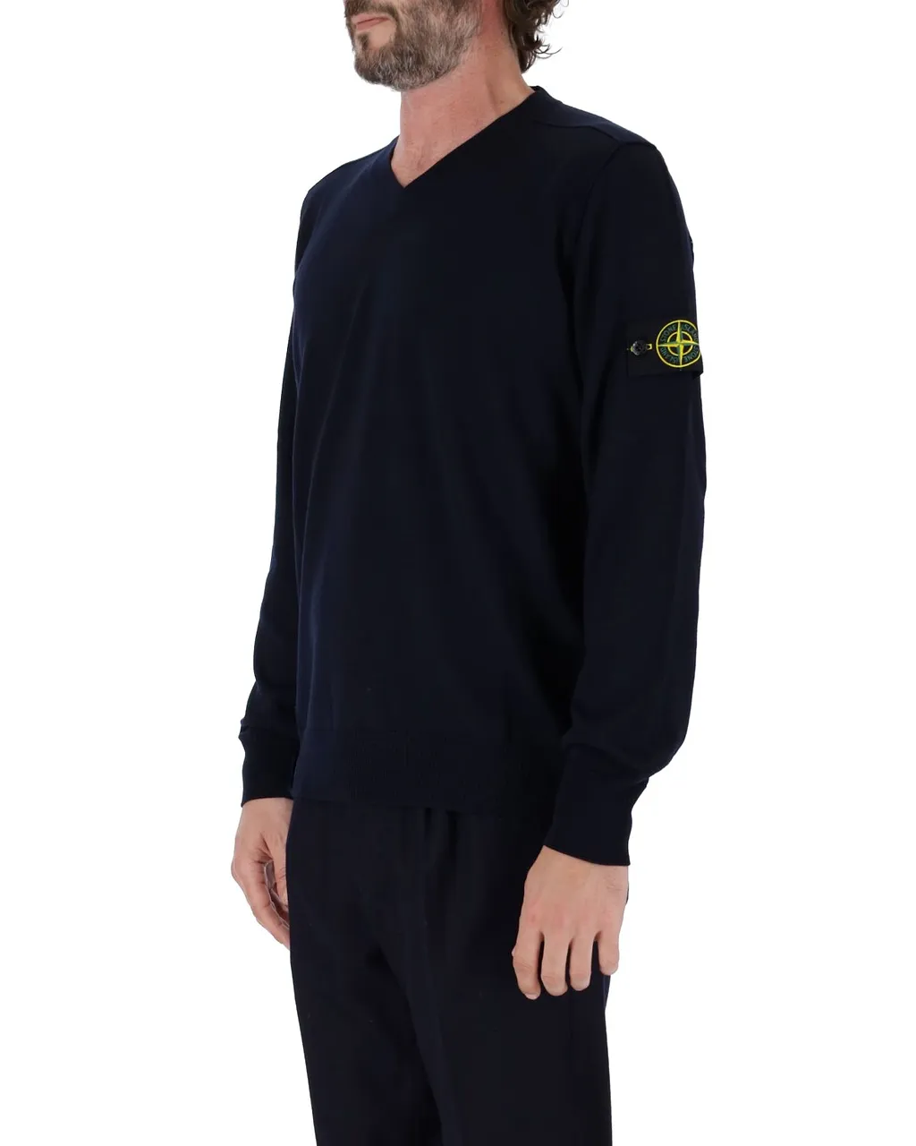 Stone Island V-Neck Ribbed Jumper