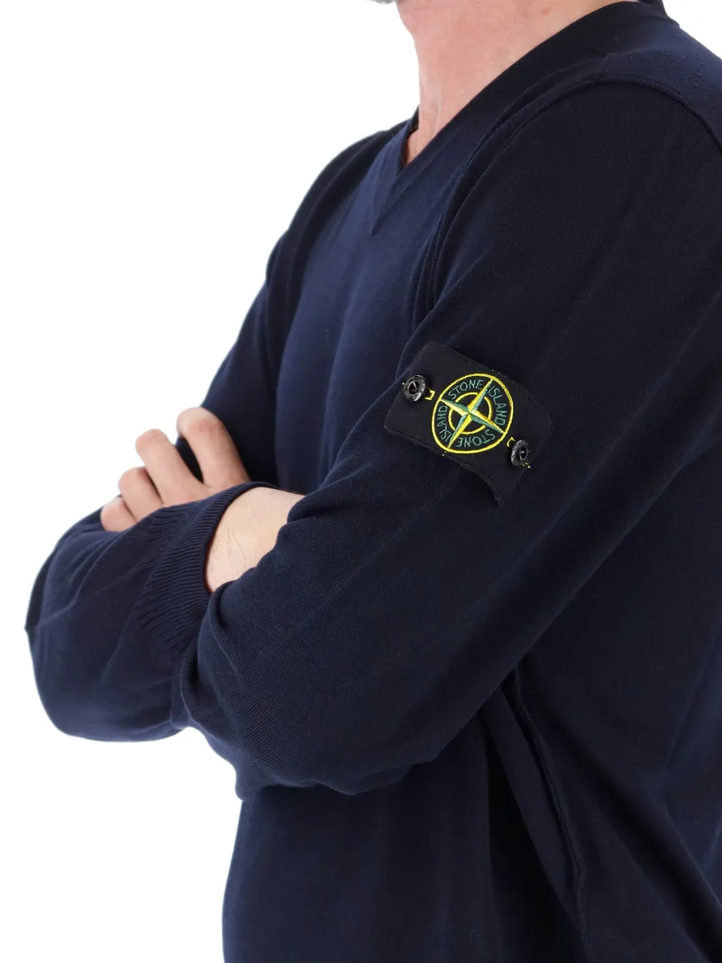 Stone Island V-Neck Ribbed Jumper