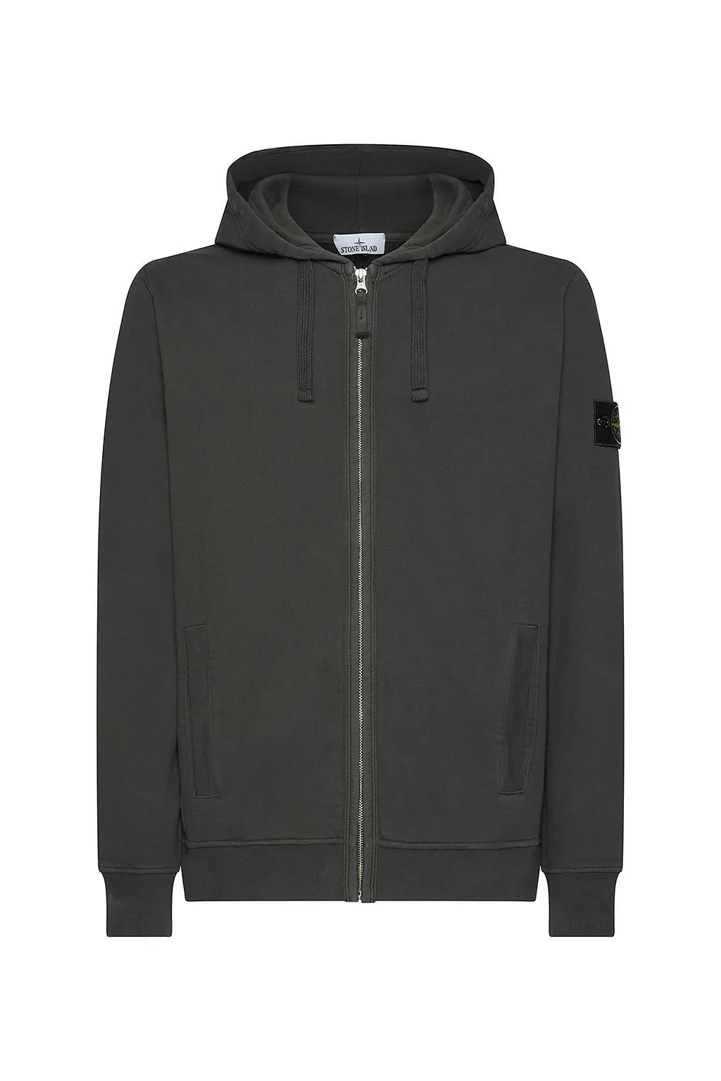 Stone Island Zip-Up Compass Patch Hoodie