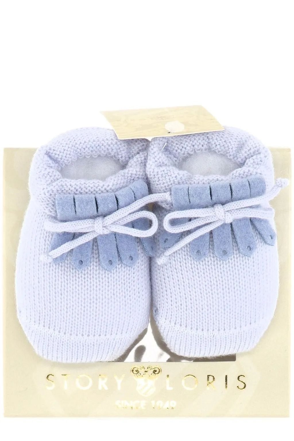 Story Loris Bow Trim Knitted Crib Shoes