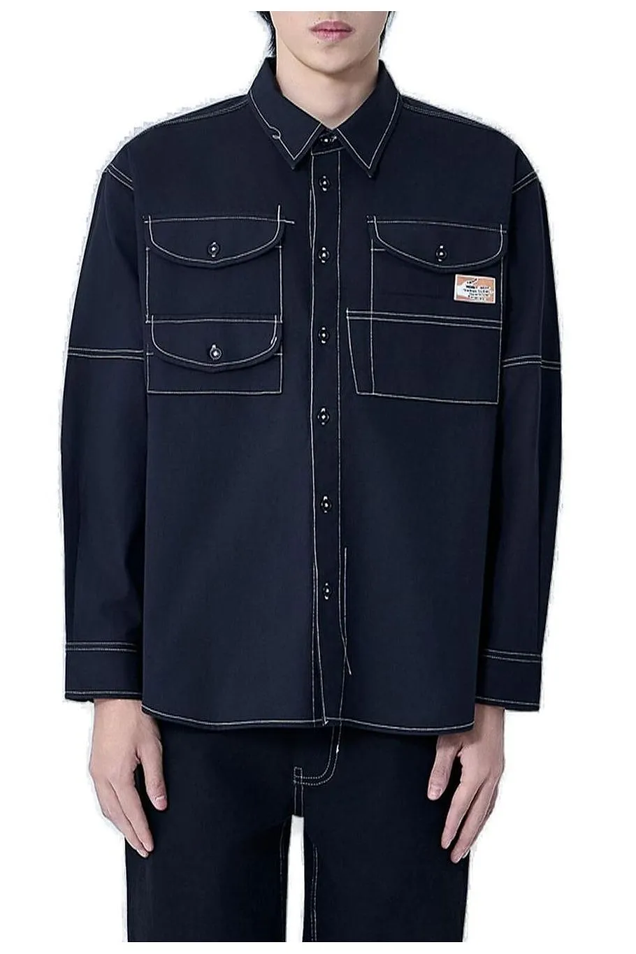Story Mfg. Logo Patch Buttoned Shirt